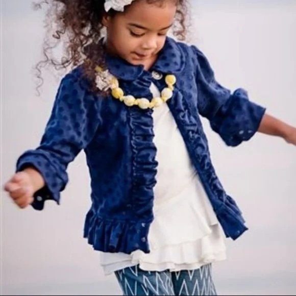 Persnickety NWT white off white polka dot cardigan ruffle sweater sz 6-12 month - Picture 6 of 6